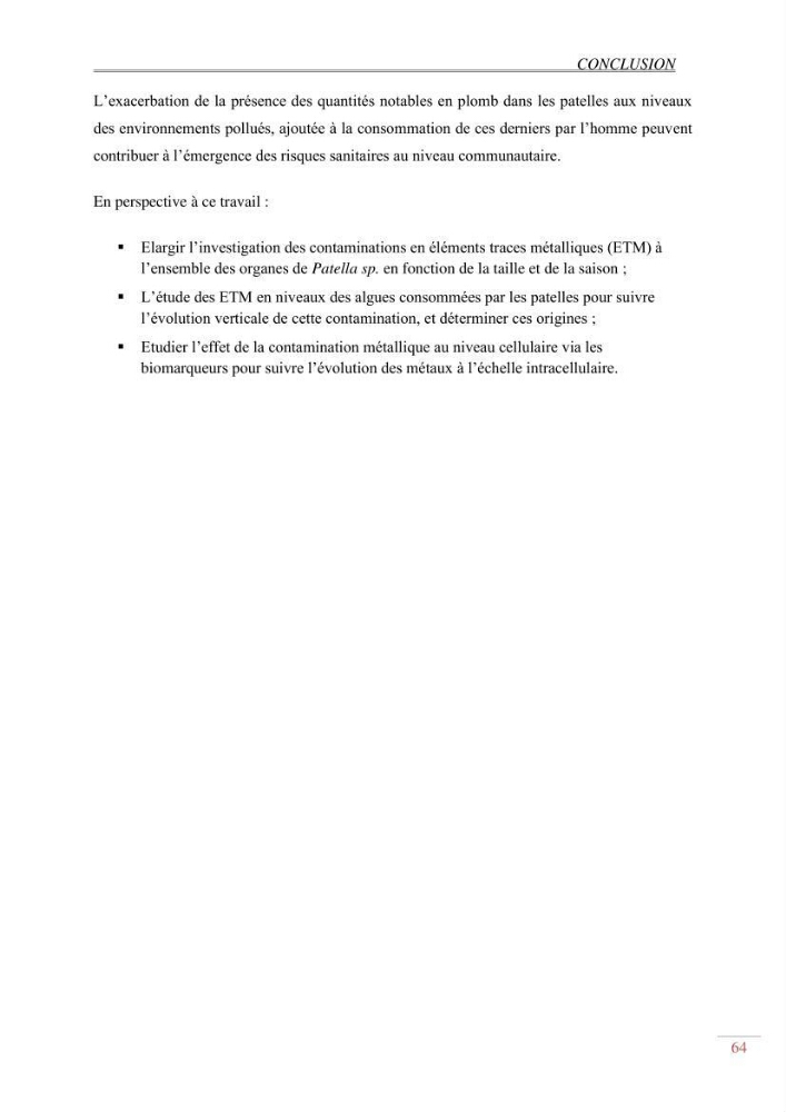 Evaluation de la pollution dans la baie de Bou-ismail