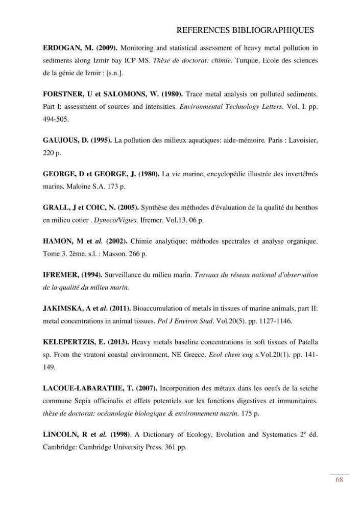 Evaluation de la pollution dans la baie de Bou-ismail