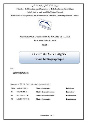 Le genre Barbus en Algérie Le genre Barbus en Algérie