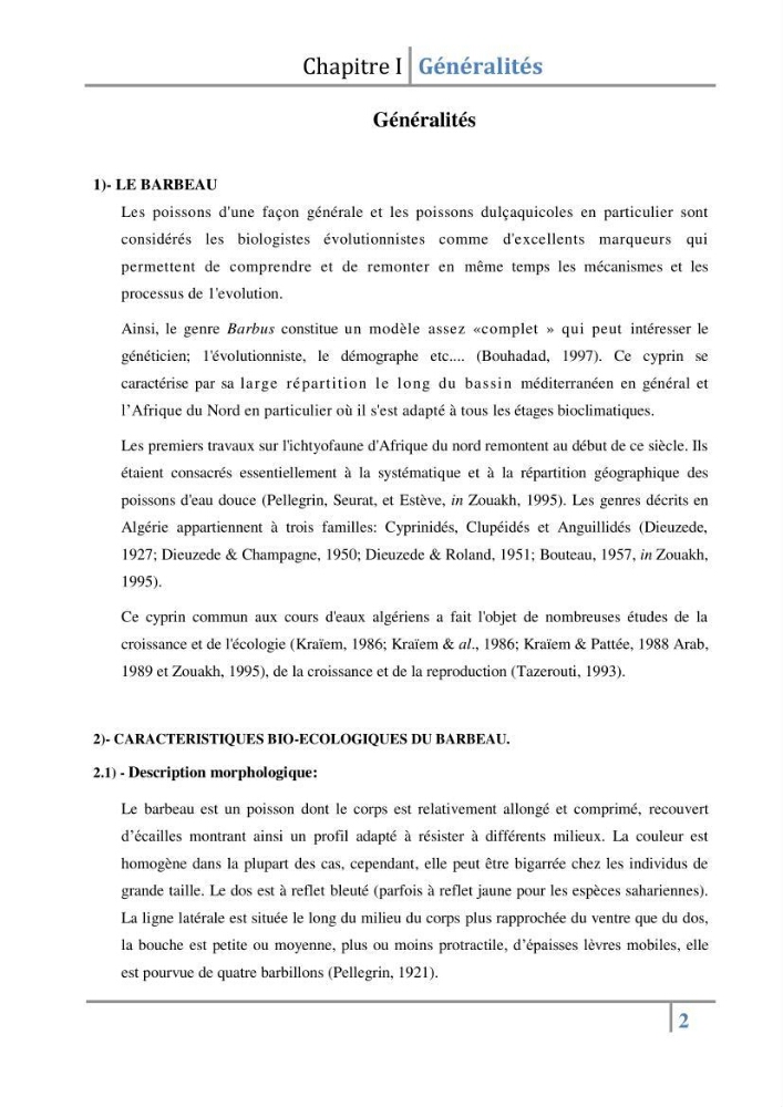Le genre Barbus en Algérie