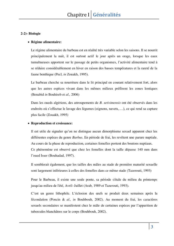 Le genre Barbus en Algérie