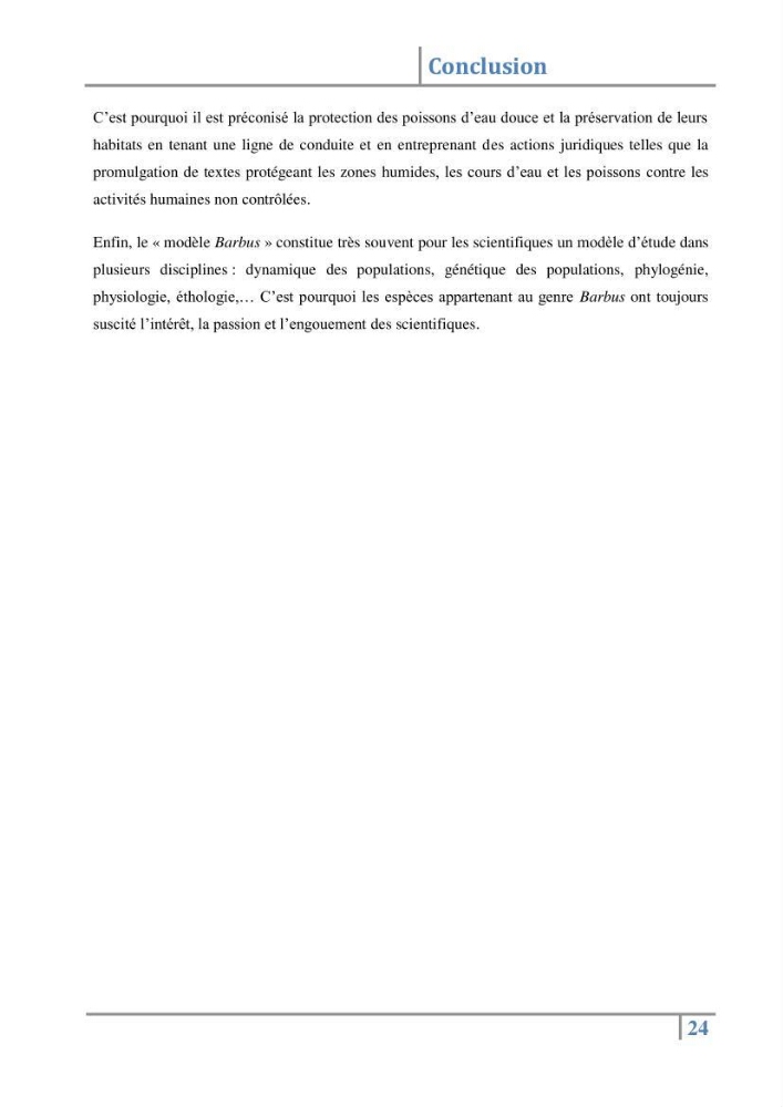 Le genre Barbus en Algérie