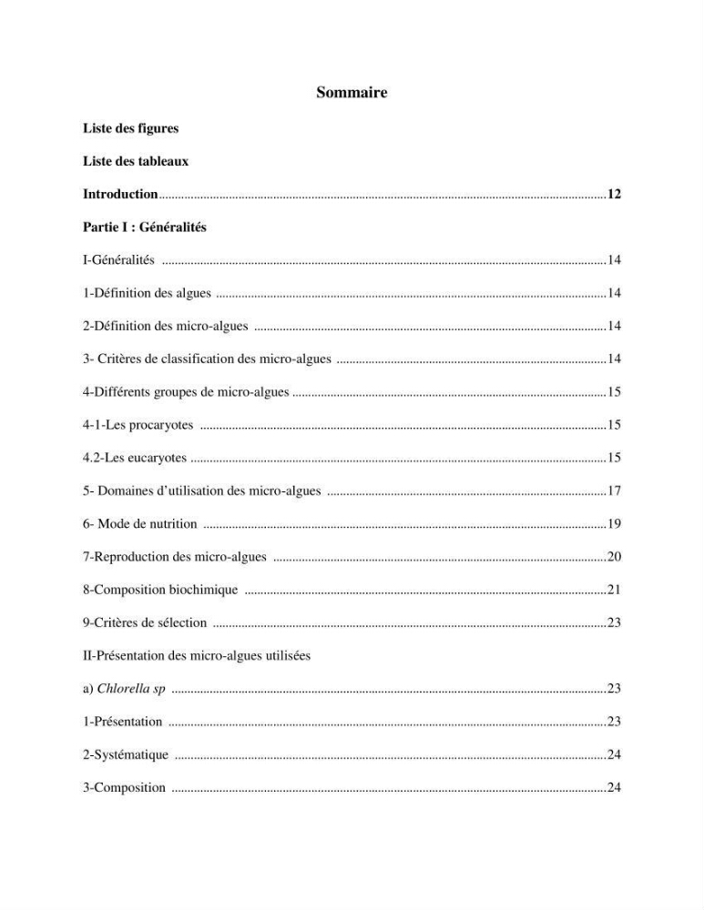 Contribution à la mise en culture des micro-algues ( Chlorella sp et Scenedemus sp): Identification, purification et culture en batch