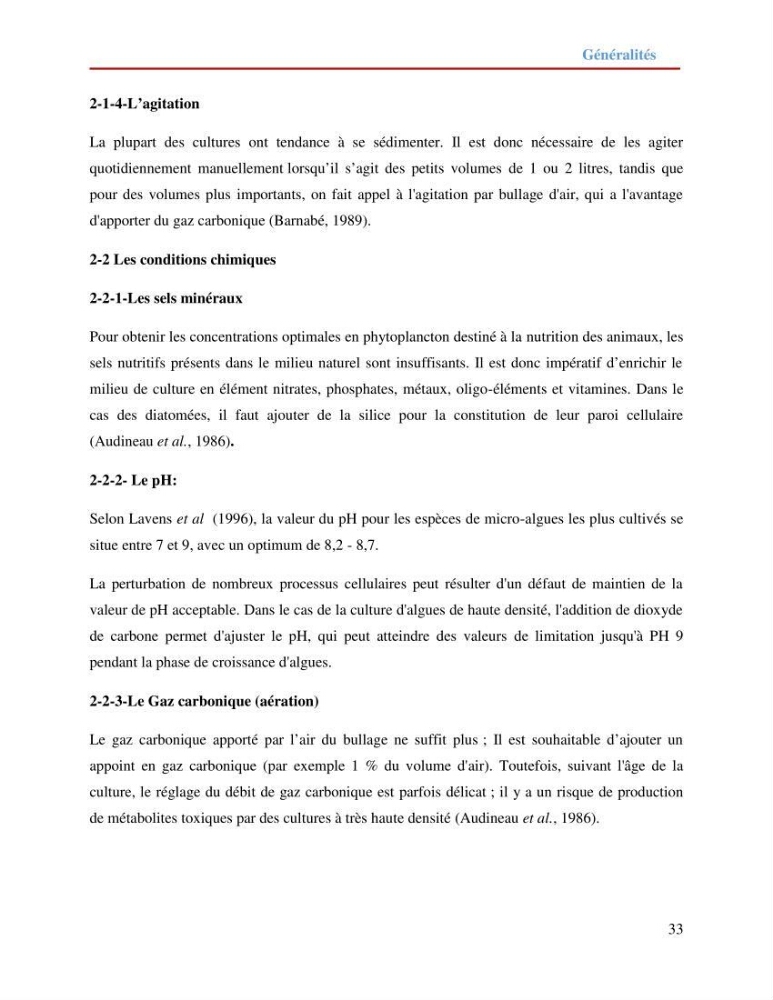 Contribution à la mise en culture des micro-algues ( Chlorella sp et Scenedemus sp): Identification, purification et culture en batch