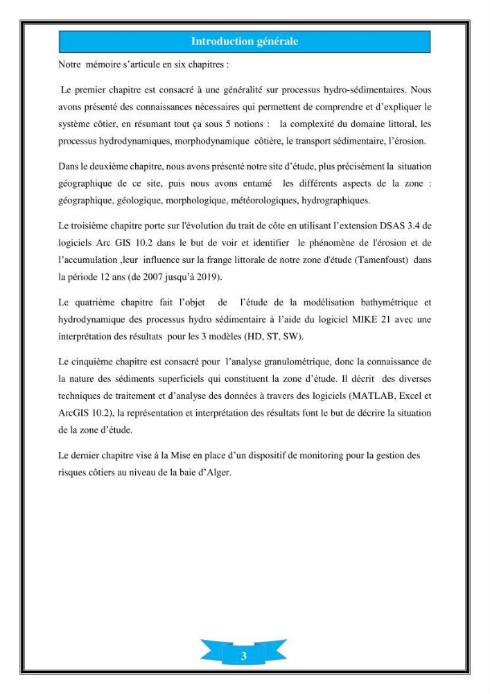 Influence de promontoire rocheux (cap Matifou) sur les processus hydrosédimentaire de la plage Tamenfoust-Est