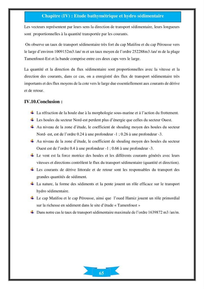 Influence de promontoire rocheux (cap Matifou) sur les processus hydrosédimentaire de la plage Tamenfoust-Est
