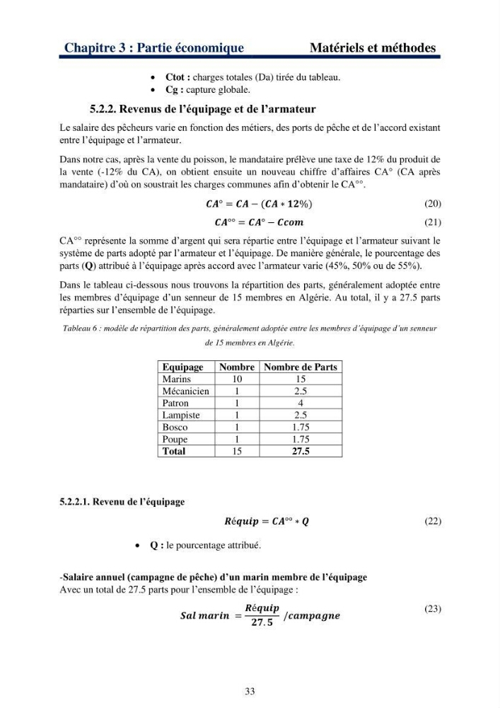Le système halieutique pélagique dans l’Est algérien: Analyse des captures de 4 petits pélagiques par les senneurs de Collo et étude de l’efficacité économique de cette flottille.