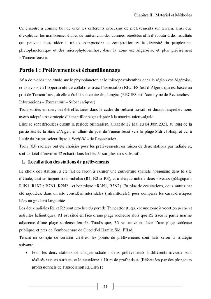 Biodiversité et composition du phytoplancton et du microphytobenthos de la côte Est Algéroise