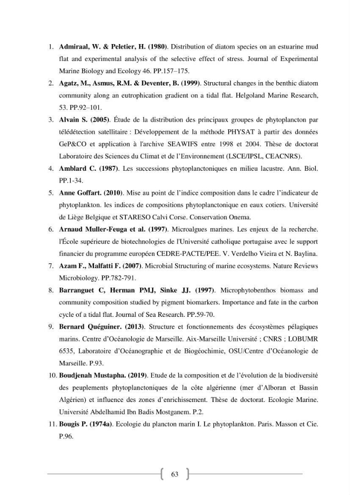 Biodiversité et composition du phytoplancton et du microphytobenthos de la côte Est Algéroise
