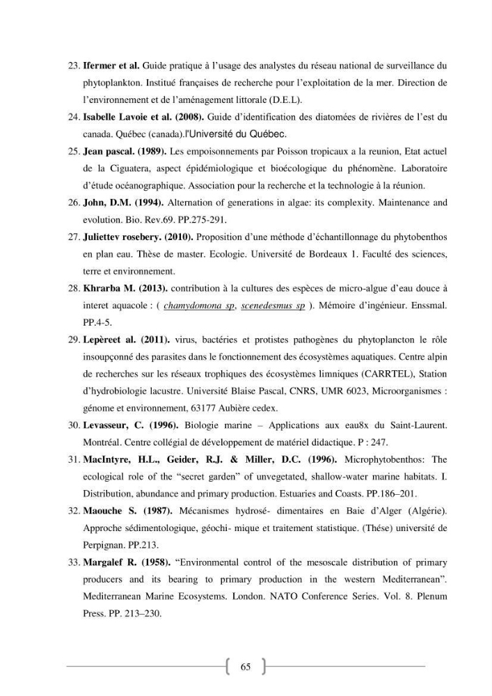 Biodiversité et composition du phytoplancton et du microphytobenthos de la côte Est Algéroise