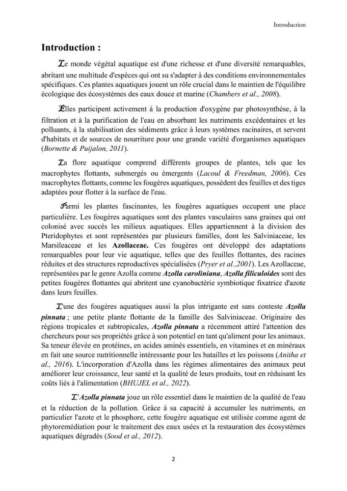 Détermination des propriétés antioxydantes et antimicrobiennes d\'une plante aquatique l’Azolla pinnata en vue de sa valorisation