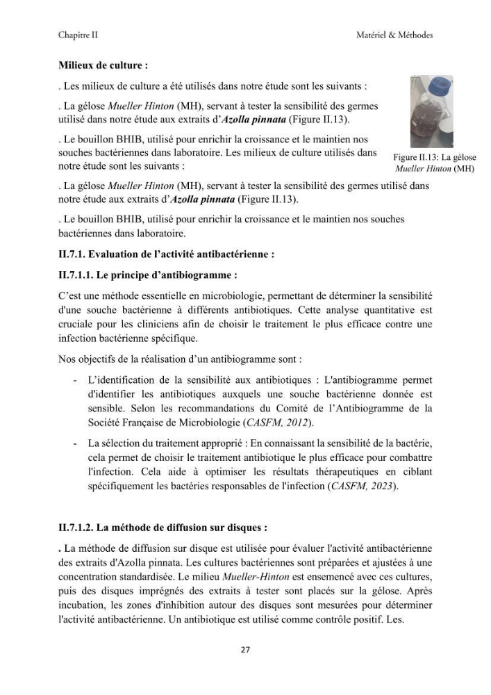 Détermination des propriétés antioxydantes et antimicrobiennes d\'une plante aquatique l’Azolla pinnata en vue de sa valorisation