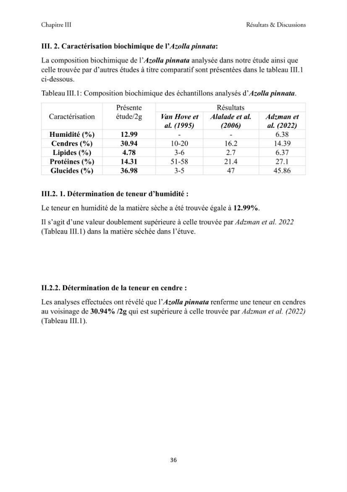 Détermination des propriétés antioxydantes et antimicrobiennes d\'une plante aquatique l’Azolla pinnata en vue de sa valorisation