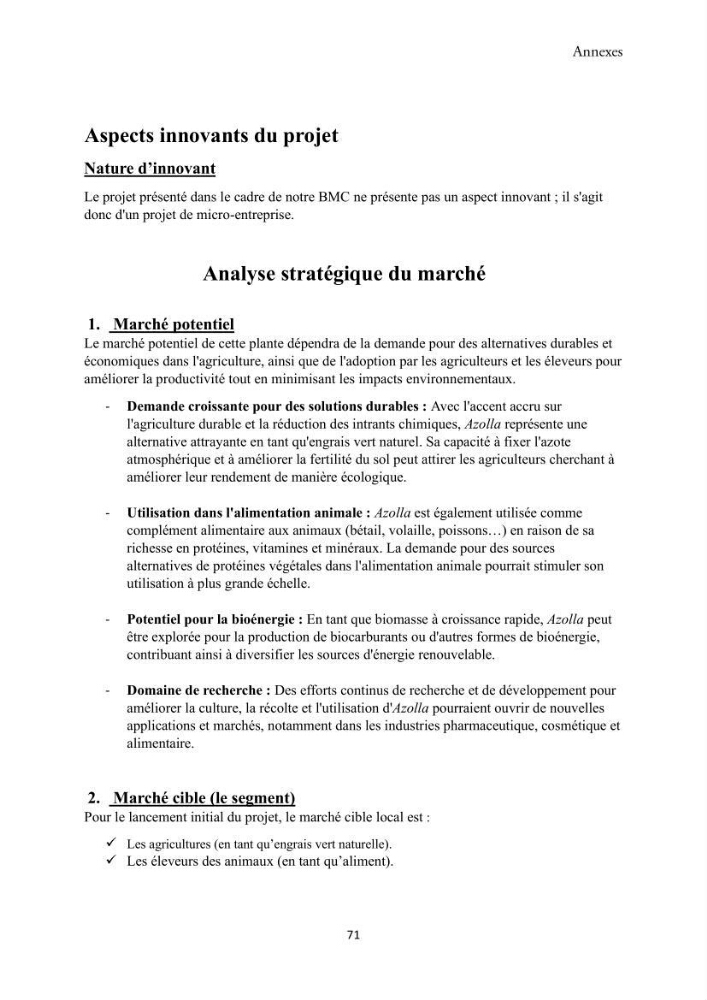Détermination des propriétés antioxydantes et antimicrobiennes d\'une plante aquatique l’Azolla pinnata en vue de sa valorisation