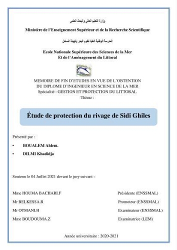 Etude deProtection du Rivage de Sidi Ghiles: Etude deProtection du Rivage de Sidi Ghiles: