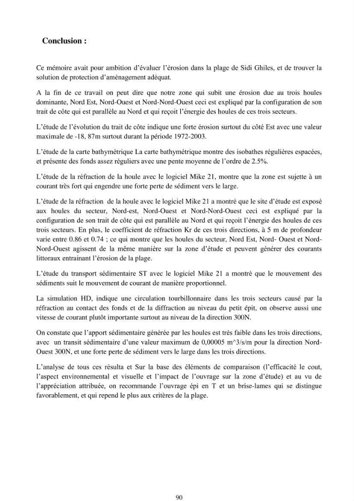 Etude deProtection du Rivage de Sidi Ghiles: