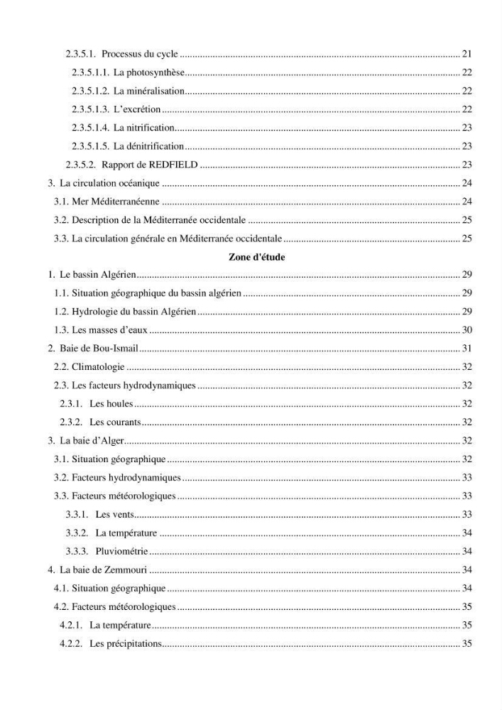Les conditions physicochimiques au large des côtes centrales algériennes: contribution à l’étude des structures hydrologiques