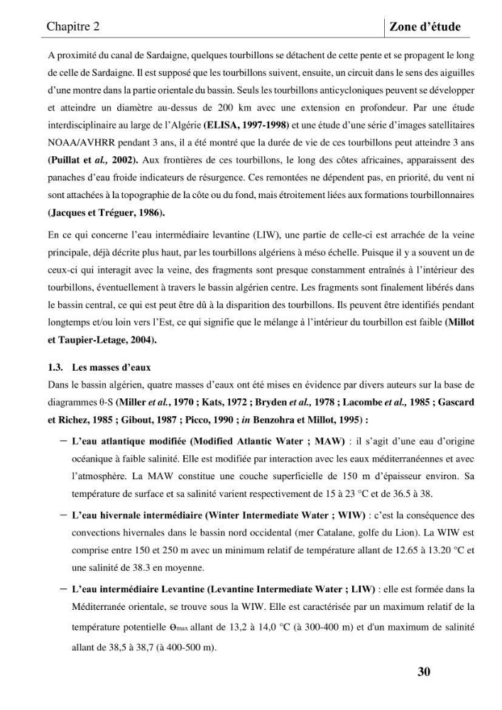 Les conditions physicochimiques au large des côtes centrales algériennes: contribution à l’étude des structures hydrologiques