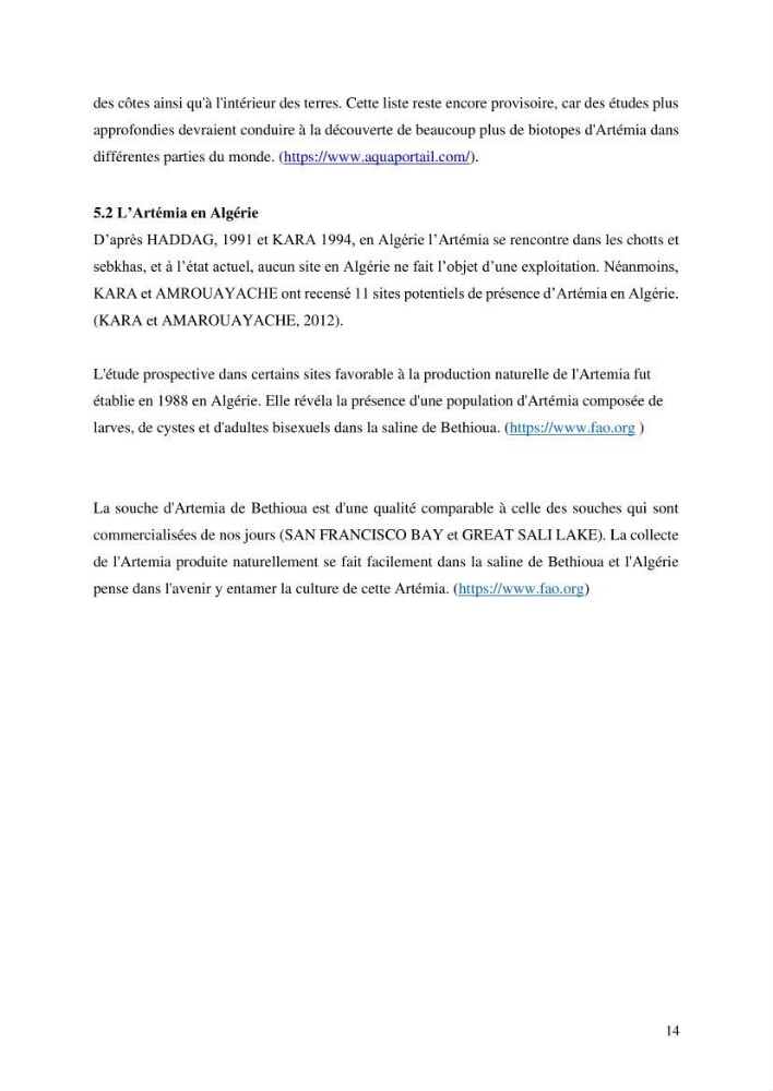 Estimation de la croissance d’Artemia salina en élevage