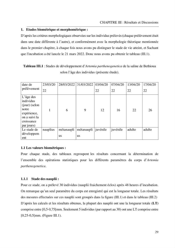 Estimation de la croissance d’Artemia salina en élevage