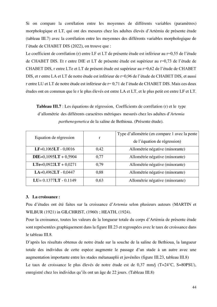 Estimation de la croissance d’Artemia salina en élevage