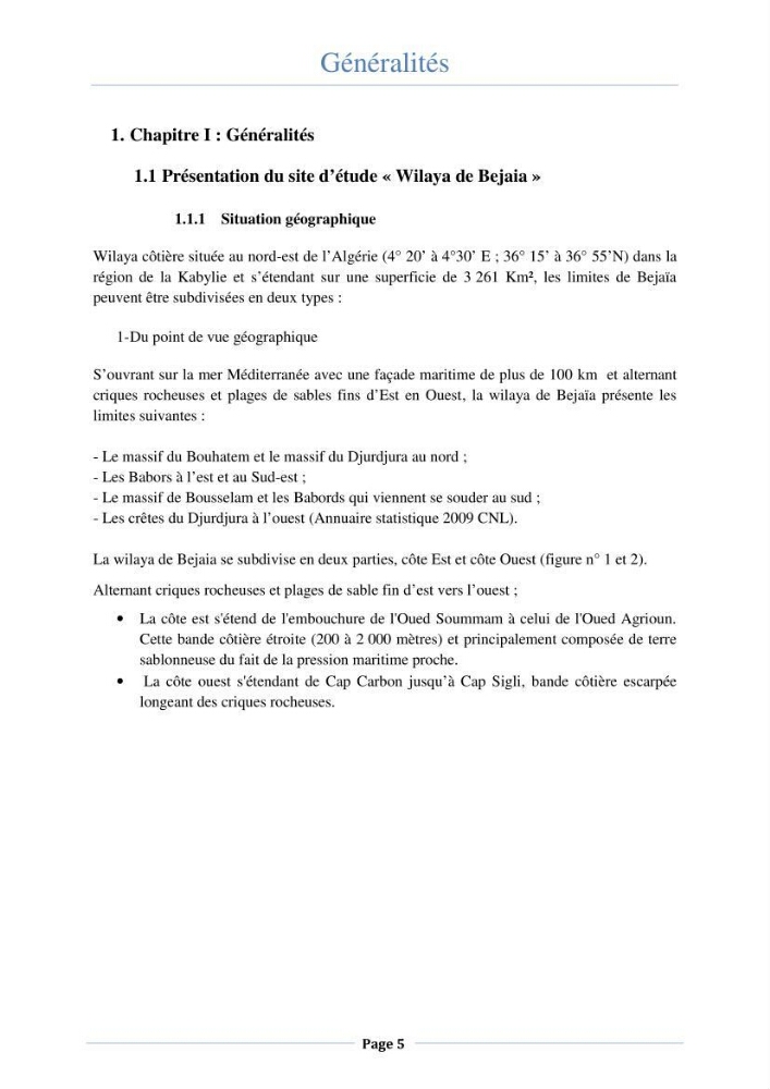 Essai d\'élaboration de la carte de sensibilité écologique de la wilaya de Béjaia