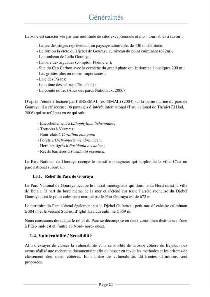 Essai d\'élaboration de la carte de sensibilité écologique de la wilaya de Béjaia