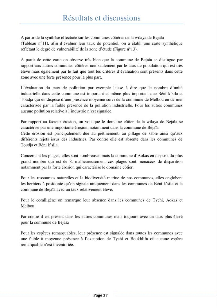 Essai d\'élaboration de la carte de sensibilité écologique de la wilaya de Béjaia