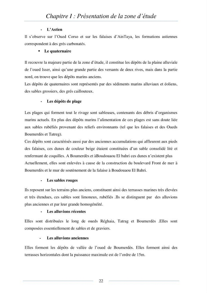 Mise en place d\'une base de donnée sédimentologique dans le domaine côtier de la grande baie de zemmouri