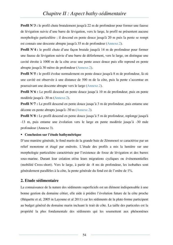 Mise en place d\'une base de donnée sédimentologique dans le domaine côtier de la grande baie de zemmouri