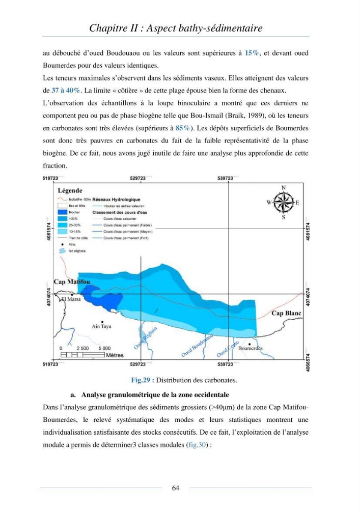 Mise en place d\'une base de donnée sédimentologique dans le domaine côtier de la grande baie de zemmouri
