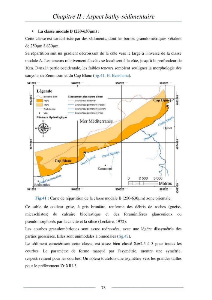 Mise en place d\'une base de donnée sédimentologique dans le domaine côtier de la grande baie de zemmouri
