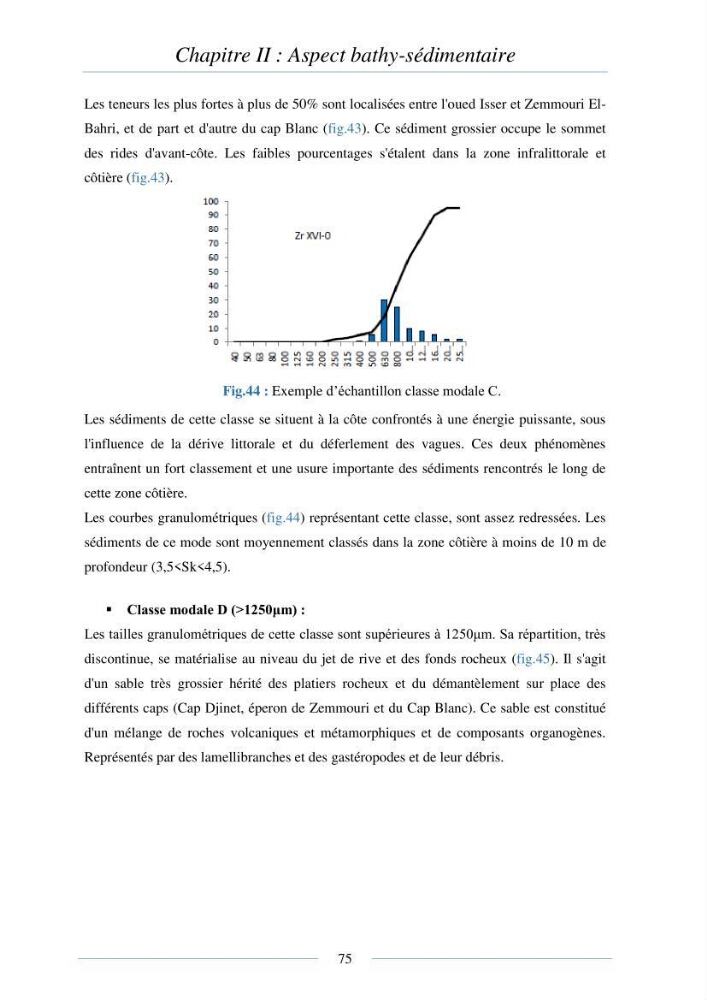 Mise en place d\'une base de donnée sédimentologique dans le domaine côtier de la grande baie de zemmouri