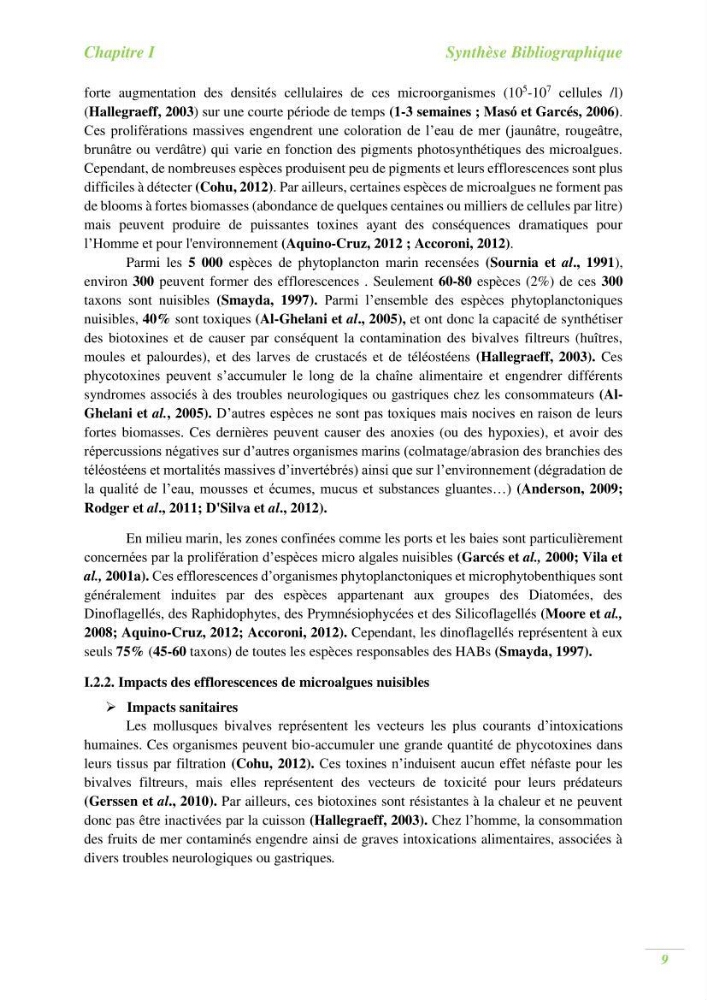 Contribution a l\'étude du phytoplancton toxique et/ou nuisible au niveau d\'une ferme conchylicole: cas de la ferme \"Orcamarine\" Ain Taya