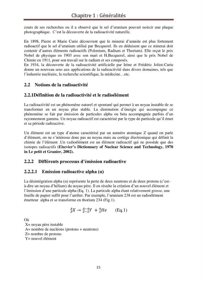 Détermination de la pollution radioactive dans les sédiments marins de la baie d\'Alger