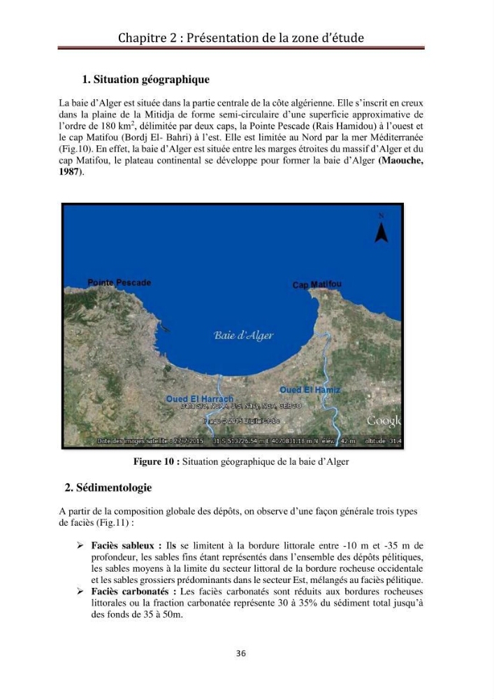 Détermination de la pollution radioactive dans les sédiments marins de la baie d\'Alger