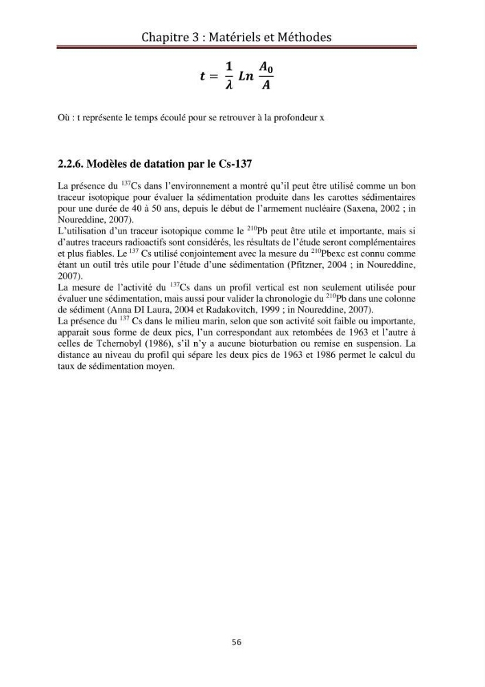 Détermination de la pollution radioactive dans les sédiments marins de la baie d\'Alger