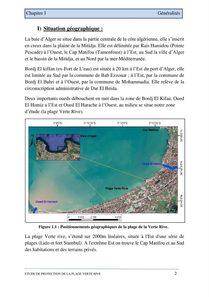 Etude de protection de la plage de la Verte Rive (Bordj El Kiffan)