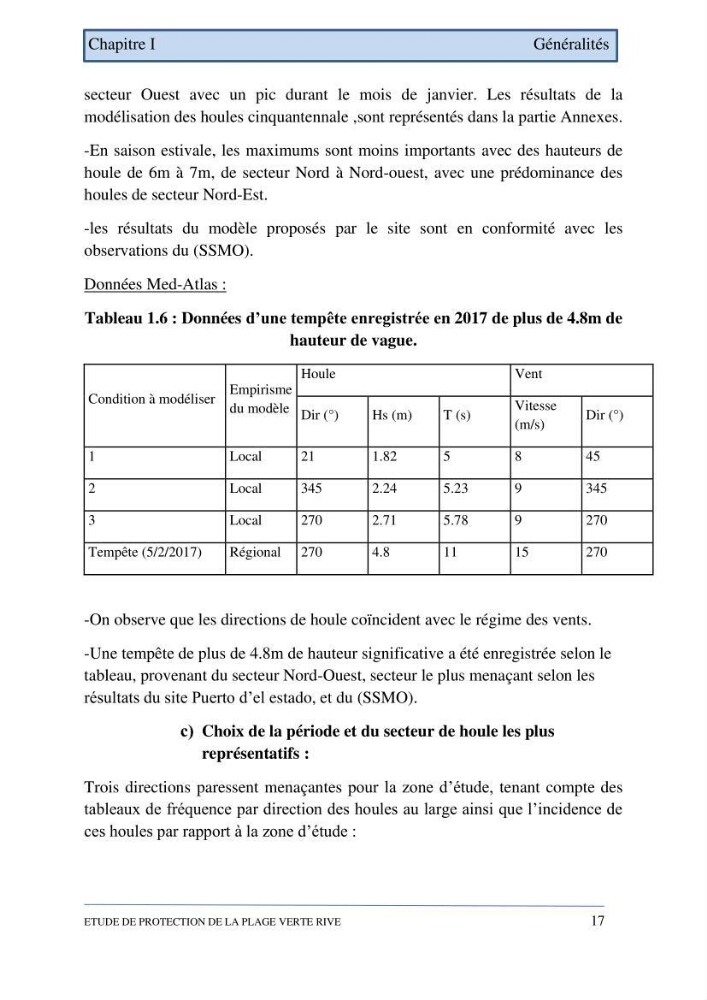 Etude de protection de la plage de la Verte Rive (Bordj El Kiffan)
