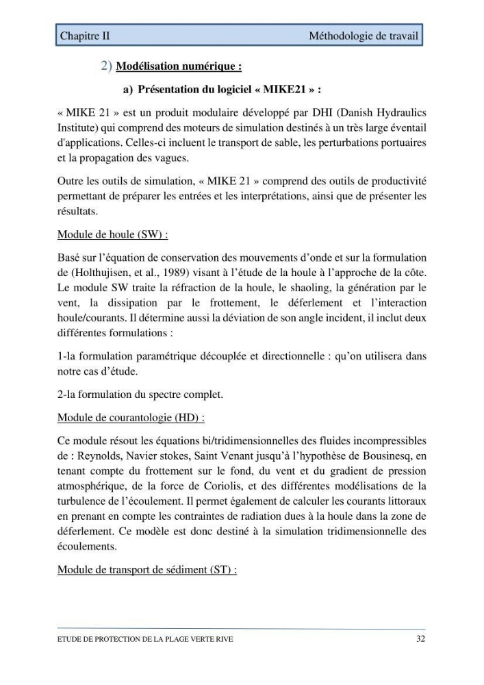Etude de protection de la plage de la Verte Rive (Bordj El Kiffan)