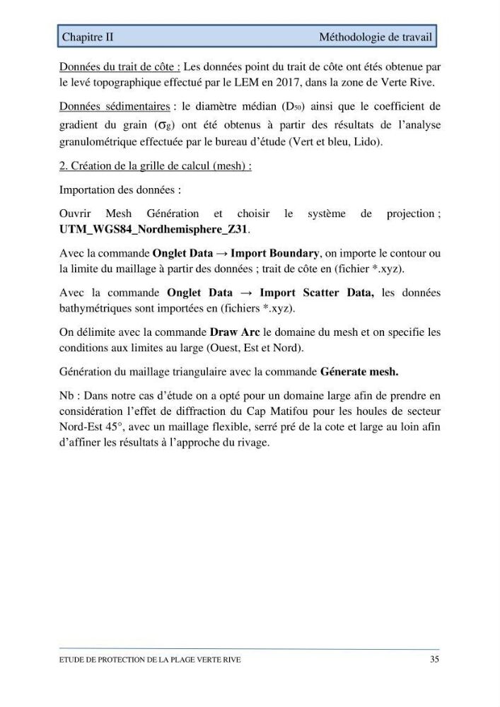 Etude de protection de la plage de la Verte Rive (Bordj El Kiffan)