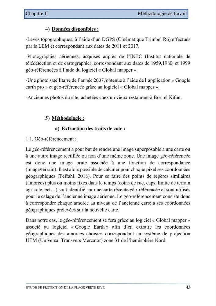 Etude de protection de la plage de la Verte Rive (Bordj El Kiffan)