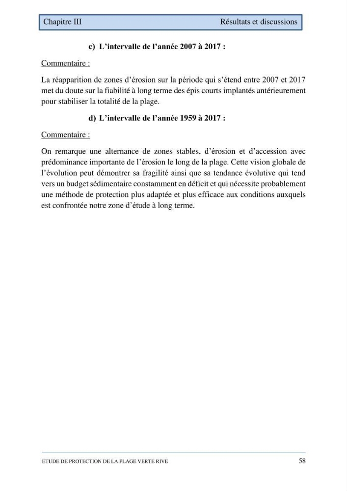 Etude de protection de la plage de la Verte Rive (Bordj El Kiffan)