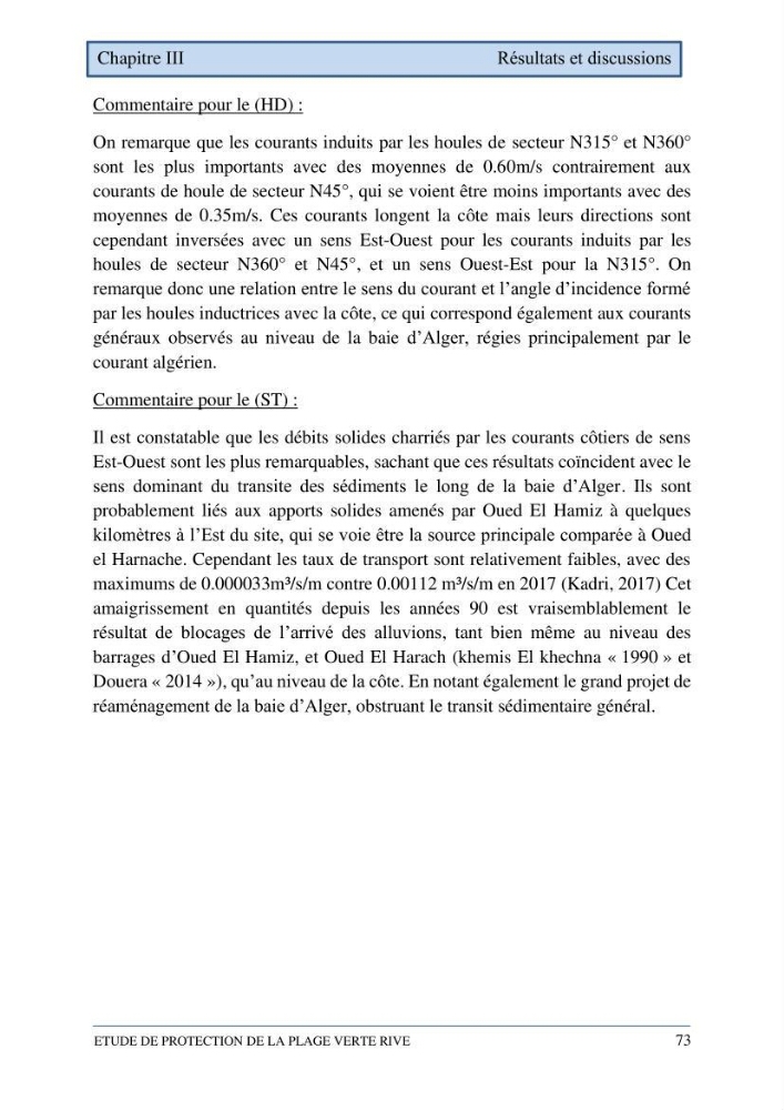 Etude de protection de la plage de la Verte Rive (Bordj El Kiffan)