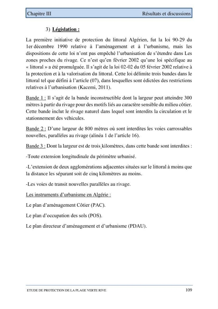 Etude de protection de la plage de la Verte Rive (Bordj El Kiffan)