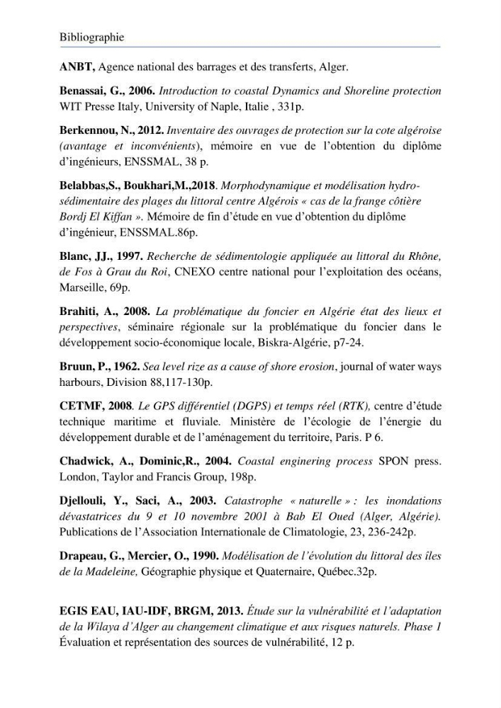 Etude de protection de la plage de la Verte Rive (Bordj El Kiffan)