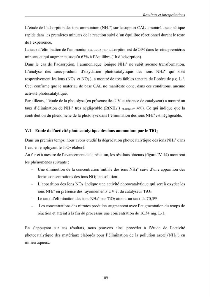 Etude du procédé hybride couplant l’adsorption et la photocatalyse. Application au traitement des effluents issus des fermes piscicoles.