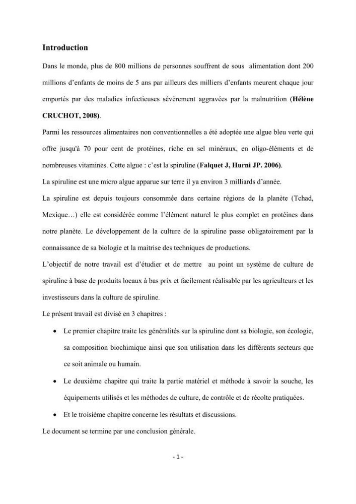Culture de Spirulina platensis variété HTam: