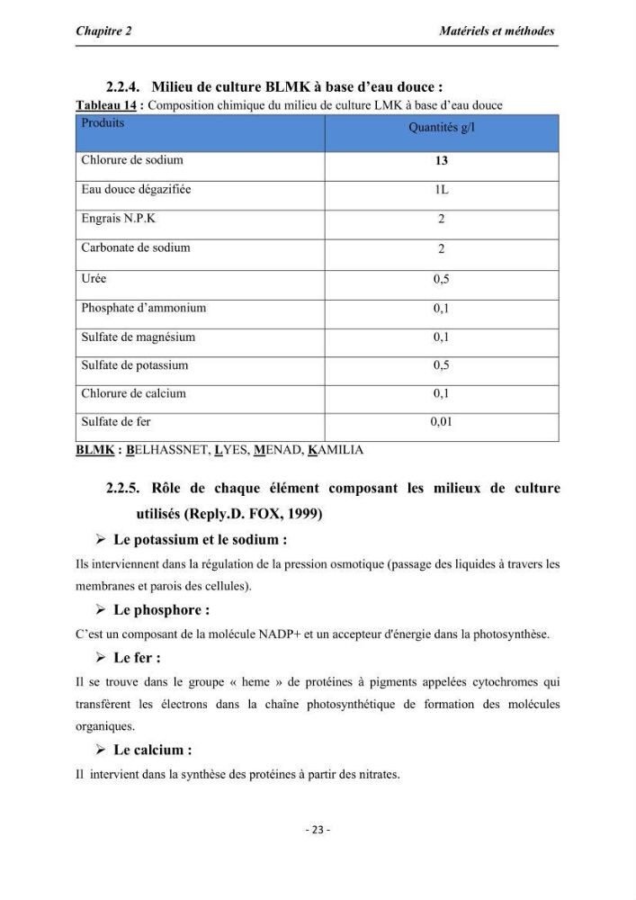 Culture de Spirulina platensis variété HTam: