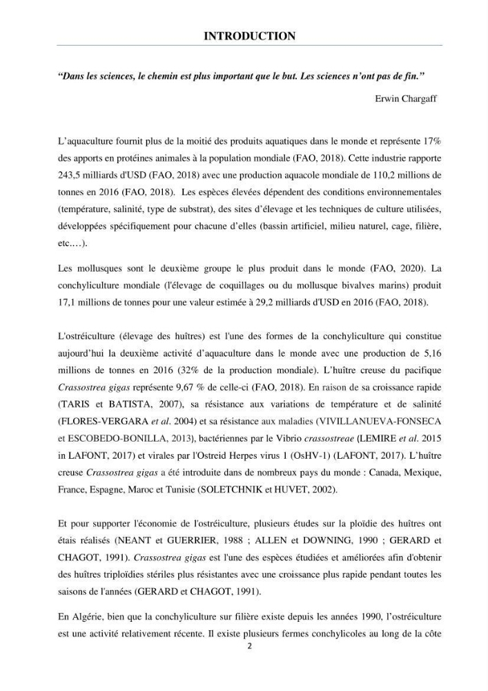 Etude des performances de croissance de l\'huître Crassostrea gigas (THUNBERG, 1793) triploïde de l\'élevage Cultures Marines (Tipaza):